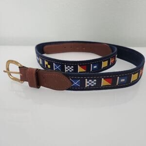 ZEP-PRO Vintage USA made NAUTICAL Sailing‎ Flags Webbing Leather Belt Size 40